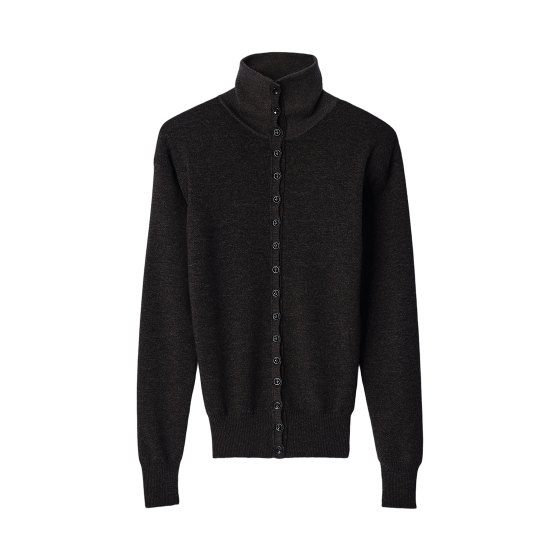 PO0047-LK1070-674 (W) Lemaire Buttoned Top in Fine Wool Black Melange