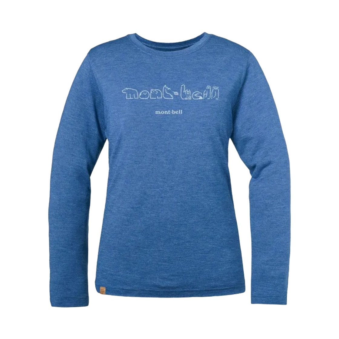 1114618 (W) Montbell Merino Wool Plus Light Northern Animal Logo Long Sleeve T-Shirt Blue