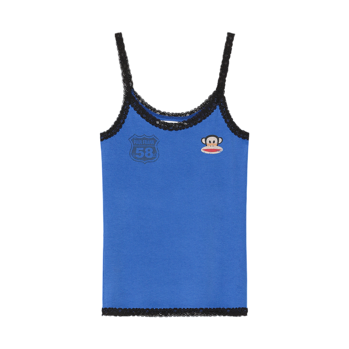 (W) 썬번프로젝트 x 폴 프랭크 레이스 슬리브리스 탑 블루((W) Sunburnproject x Paul Frank Lace Sleeveless Top Blue)