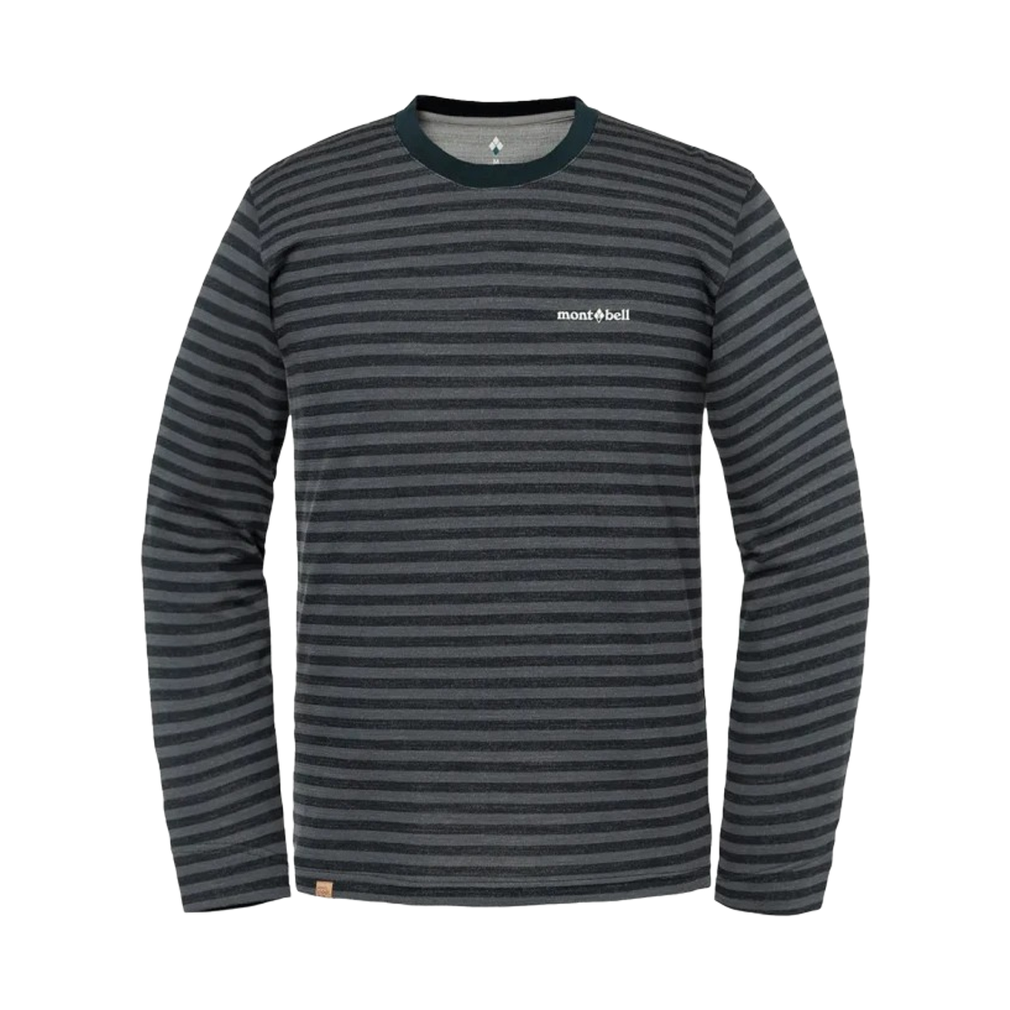1114441 Montbell Merino Wool Plus Striped Long Sleeve T-Shirt Navy