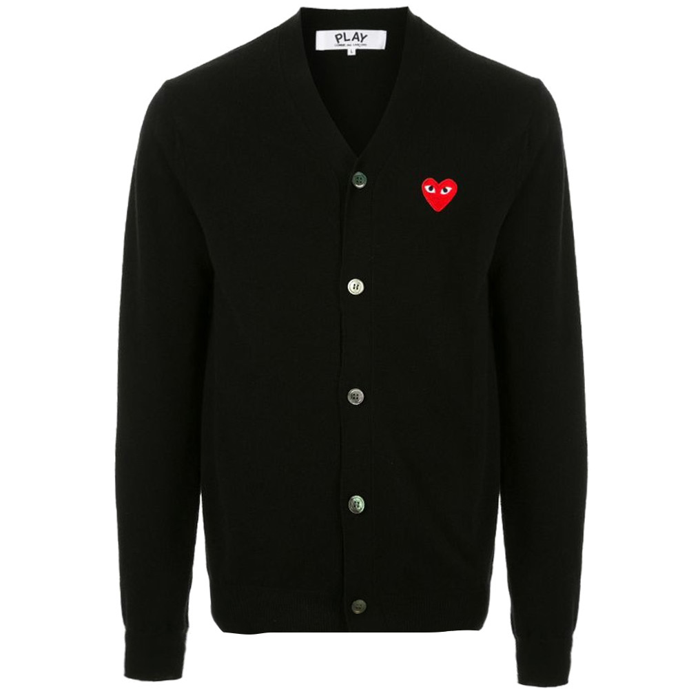 [25% 쿠폰] 플레이 꼼데가르송 레드 하트 니트 가디건 블랙([25% 쿠폰] Play Comme des Garcons Knit Red Heart Cardigan Black) - 2