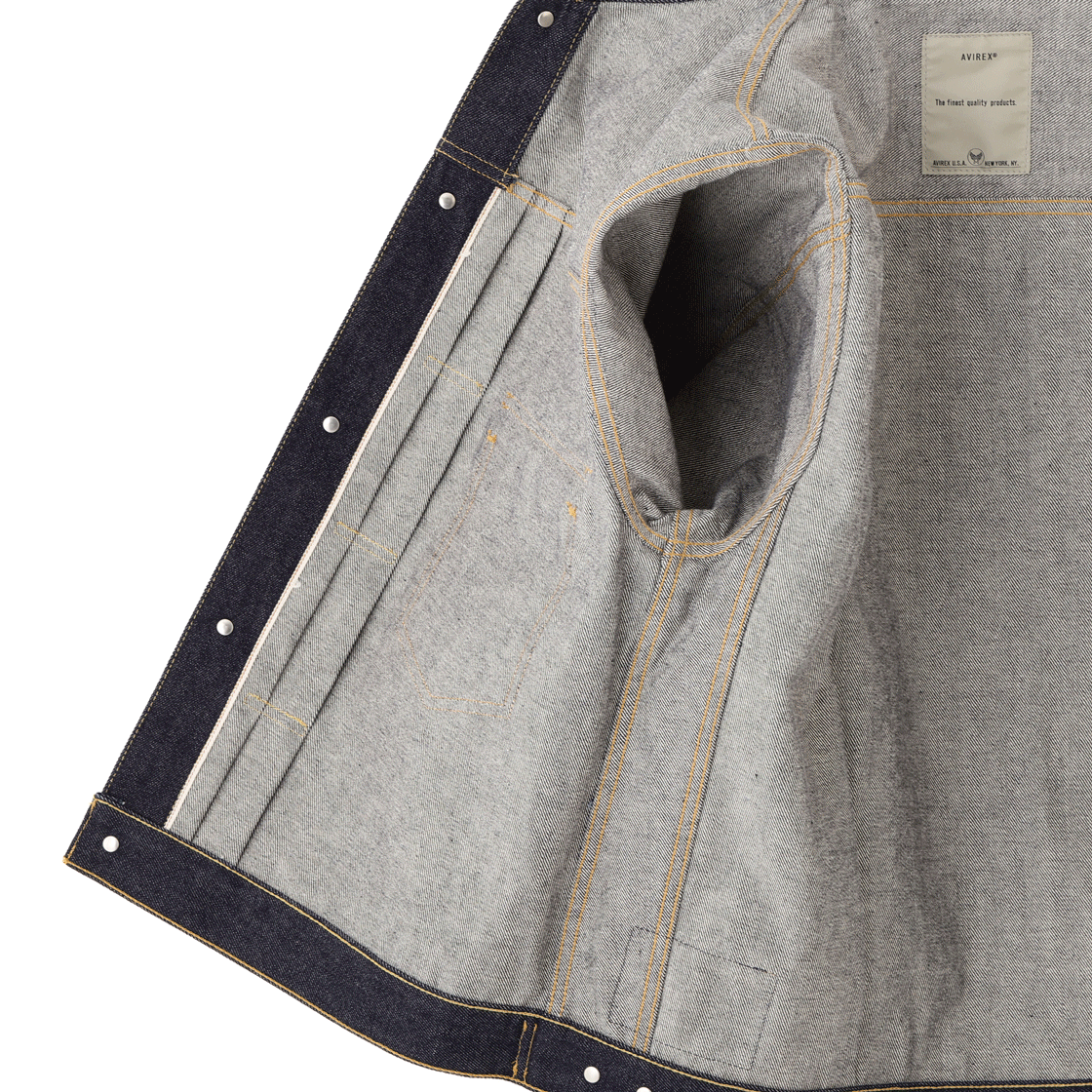 [예약배송] 아비렉스 헤리티치 데님 타입-2 자켓 "레더" 브라운([예약배송] Avirex Heritage Denim Type-2 Jacket "Leather" Brown) - 4