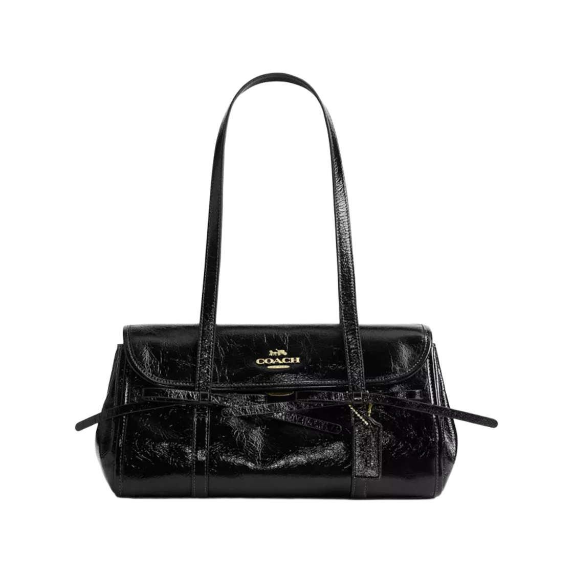CDY94-IMBLK Coach Bridget Flap Shoulder Bag with Bows Black