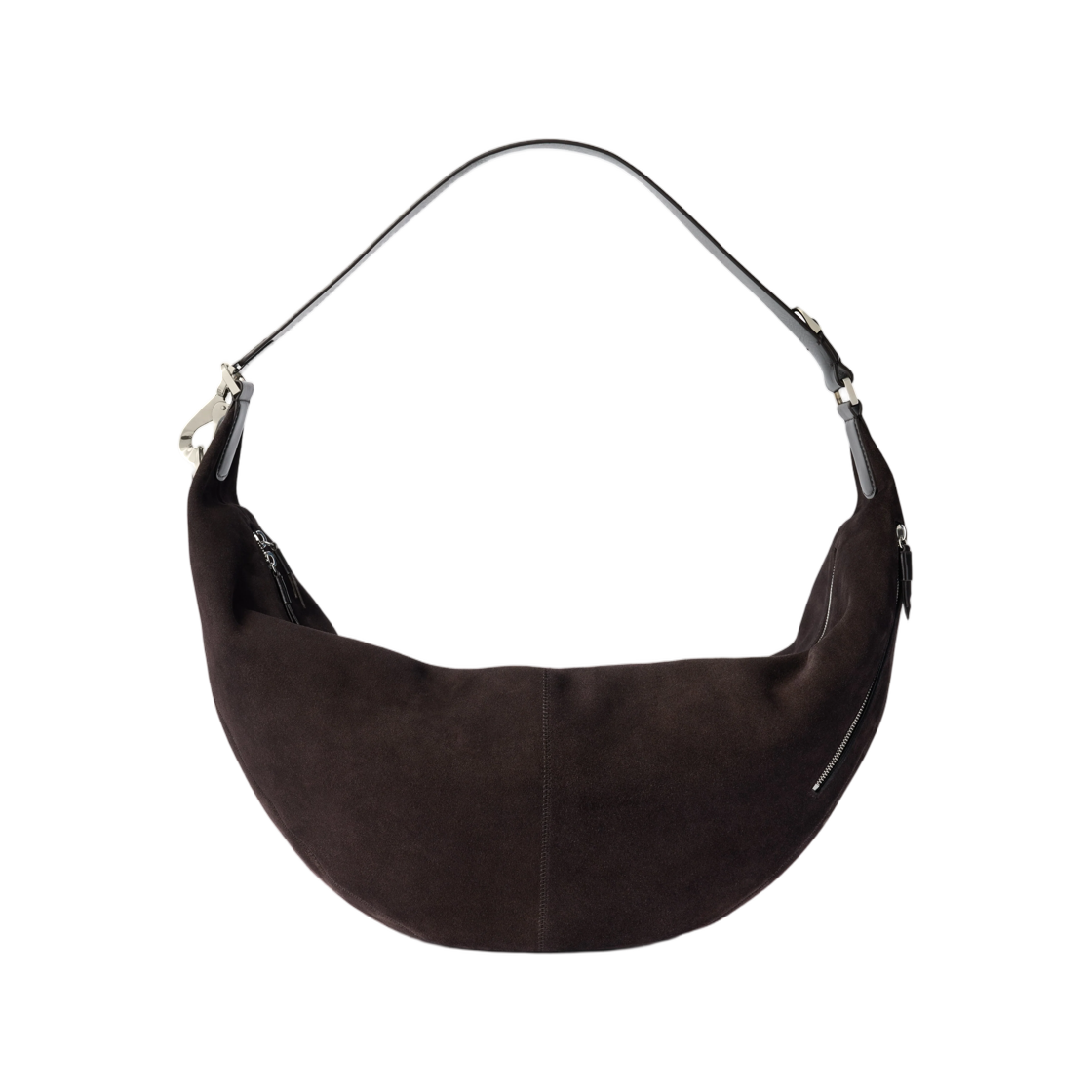 BG0197-LL0125-007 Lemaire Large Quiver Clip Bag in Suede Leather Ebony Brown
