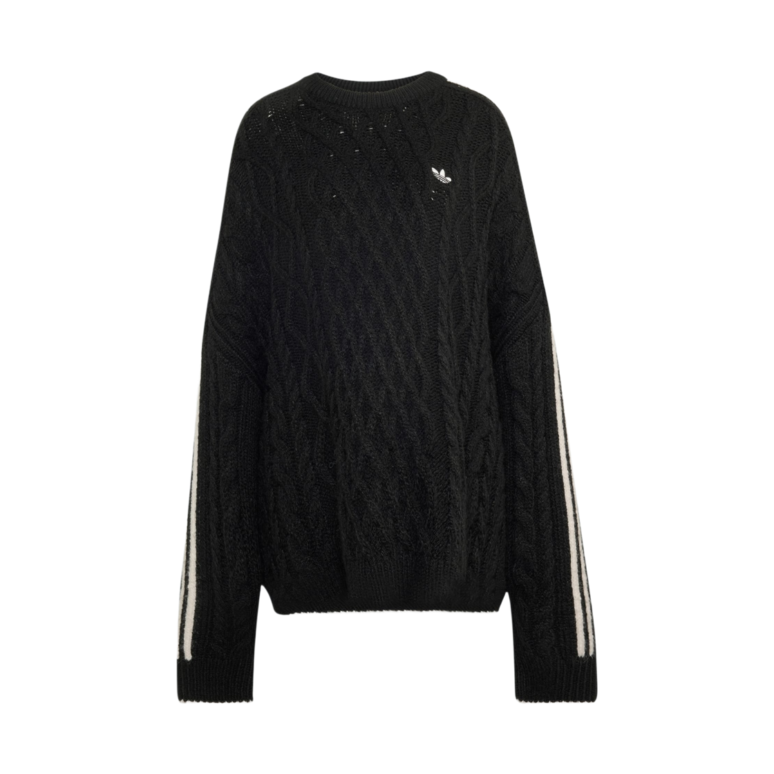 KR9621 (W) Adidas Cable Knit Sweater Black Chalk White - KR Sizing