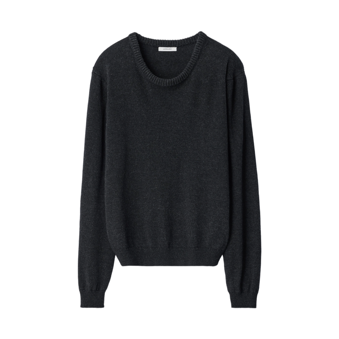PO0035-LK1065-996 Lemaire Crew Neck Sweater in Alpaca Wool Blend Coal