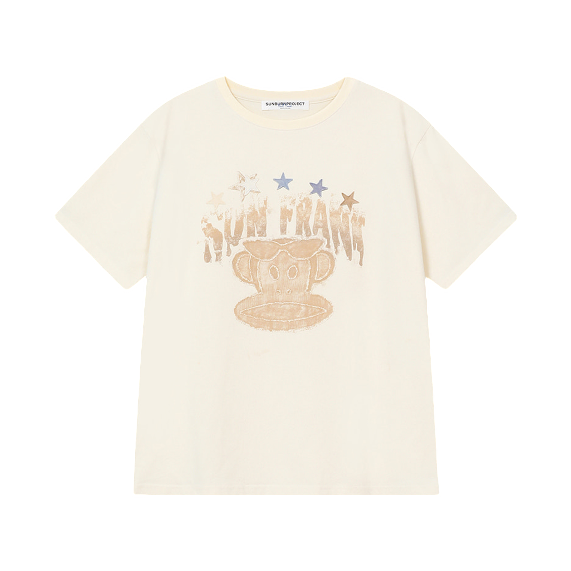(W) 썬번프로젝트 x 폴 프랭크 오버핏 티셔츠 아이보리((W) Sunburnproject x Paul Frank Overfit T-shirt Ivory)