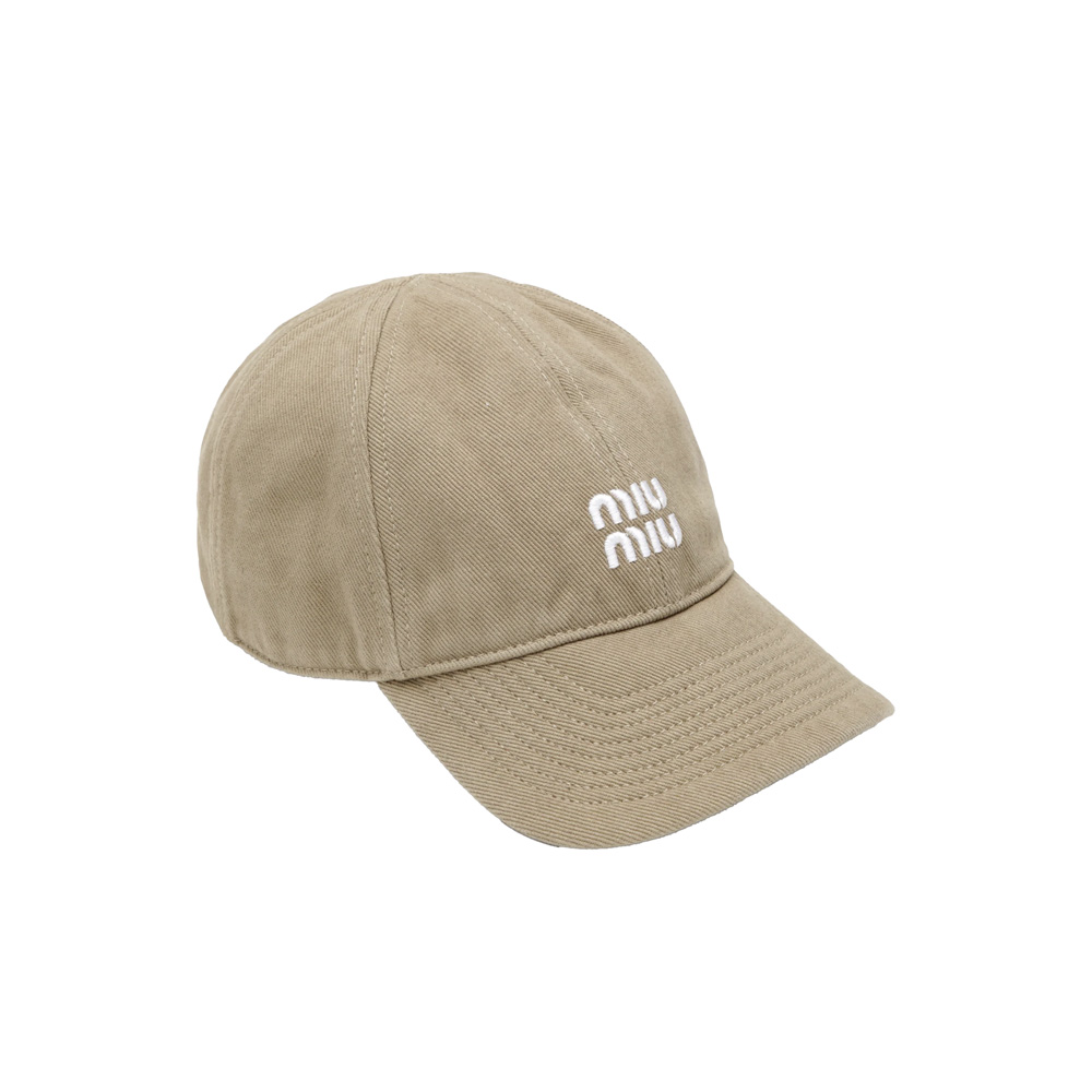 [25% 쿠폰] 미우 미우 데님 베이스볼 캡 베이지 아마란스([25% 쿠폰] Miu Miu Denim Baseball Cap Beige Amaranth) - 1