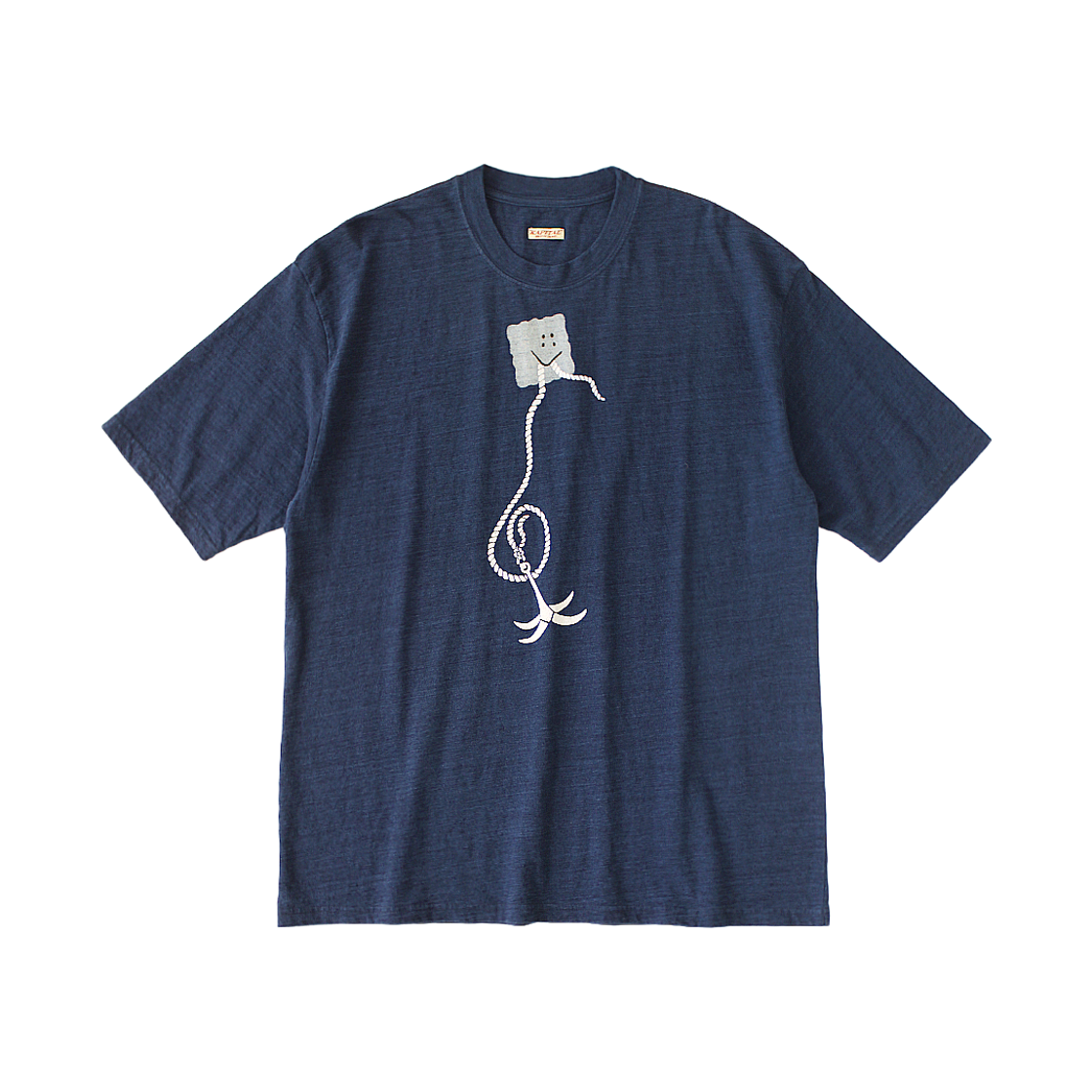 캐피탈 IDG 저지 크루넥 티셔츠 패키쉬 앵커 프린트 인디고(Kapital IDG Jersey Crew Neck T-Shirt Peckish Anchor Print Indigo)