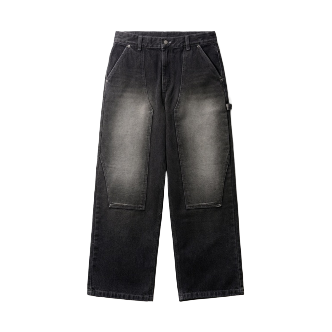 SOLP2579_black_29 JEMUT Build Double knee Wide Denim Pants Black SOLP2579