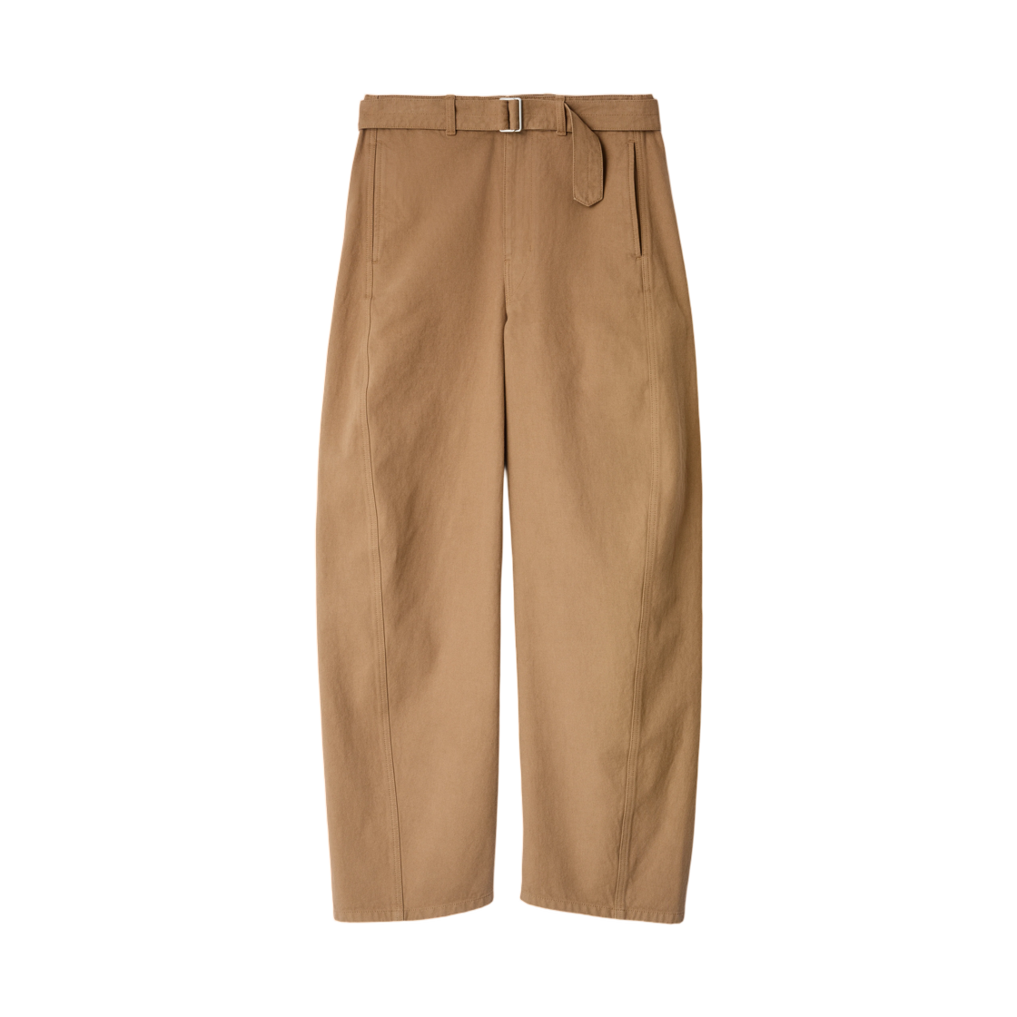 PA326-LD1077-420 Lemaire Twisted Belted Pants in Dyed Heavy Broken Twill Tobacco
