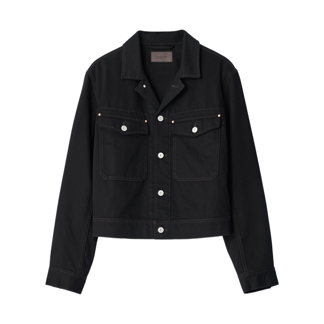 OW1269-LD1055-999 Lemaire Trucker Jacket in Heavy Black Denim Black