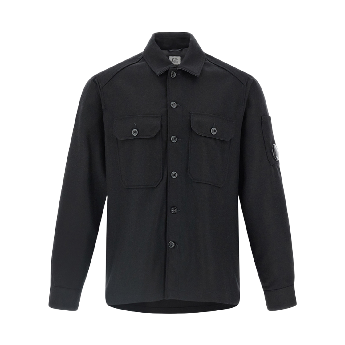 19CMOS271A 110498A 999 [25% 쿠폰] C.P. Company Lens Badge Felt Overshirt Jacket Black - 25FW