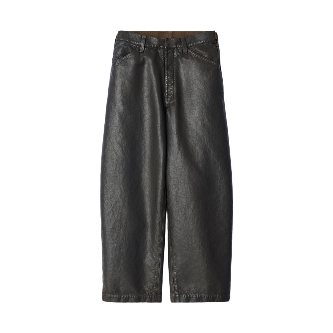 PA1362-LD1083-532 Lemaire Oversized Workwear Pants in Coated Denim Licorice