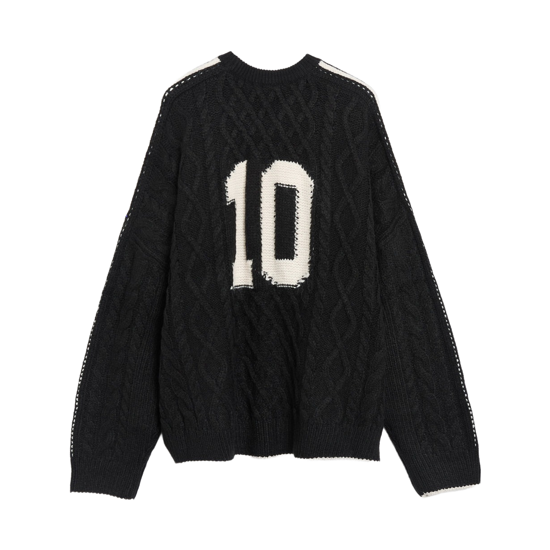 (W) 아디다스 케이블 니트 스웨터 블랙 초크 화이트 - KR 사이즈((W) Adidas Cable Knit Sweater Black Chalk White - KR Sizing) - 2