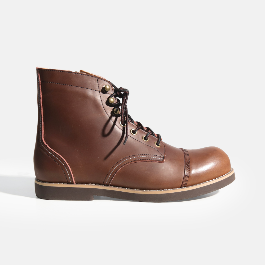 슬로우스텝 SP1024 아이론스텝 부츠 풀그레인 레더 브라운(SLOWSTEP SP1024 IronStep Full grain leather Boots brown) - 4