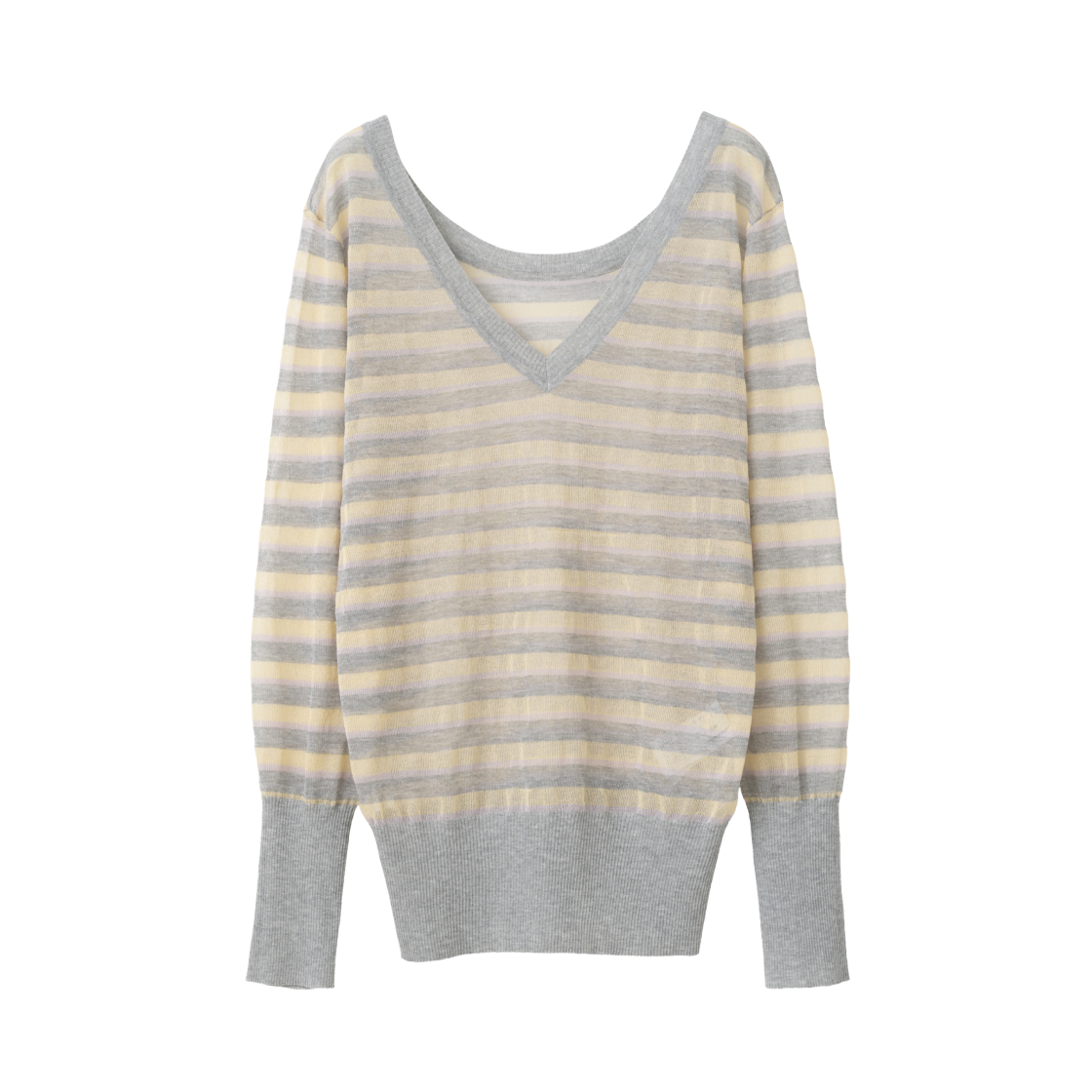 MW370GRA MILLO WOMEN Sheer Stripe Knit Gray