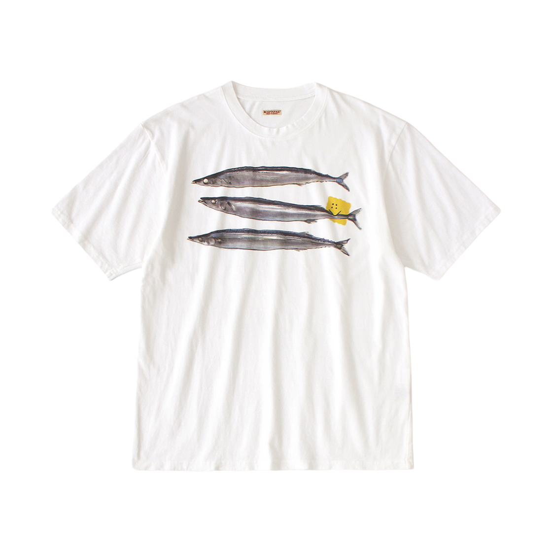 K2608SC006 Kapital 20 Tenjiku Crew T-Shirt Peckish Autumn Sword Fish Print White