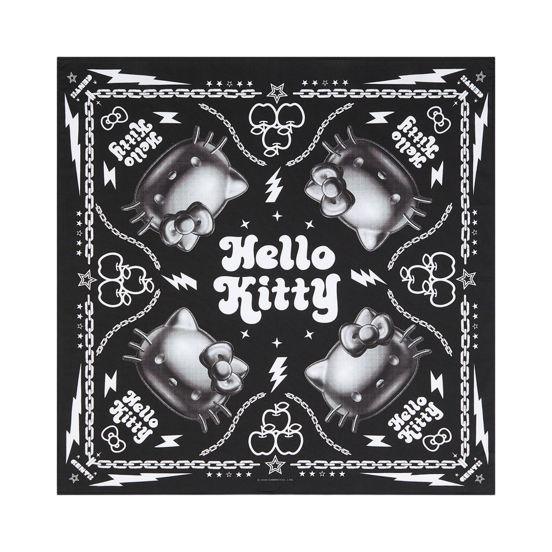 젠티 x 헬로 키티 그래픽 반다나 하프톤 02 블랙(Gentii x Hello Kitty Graphic Bandana Halftone 02 Black) - 1