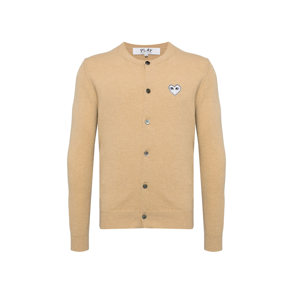 [25% 쿠폰] 플레이 꼼데가르송 화이트 하트 니트 가디건 베이지([25% 쿠폰] Play Comme des Garcon White Heart Knit Cardigan Beige) - 2