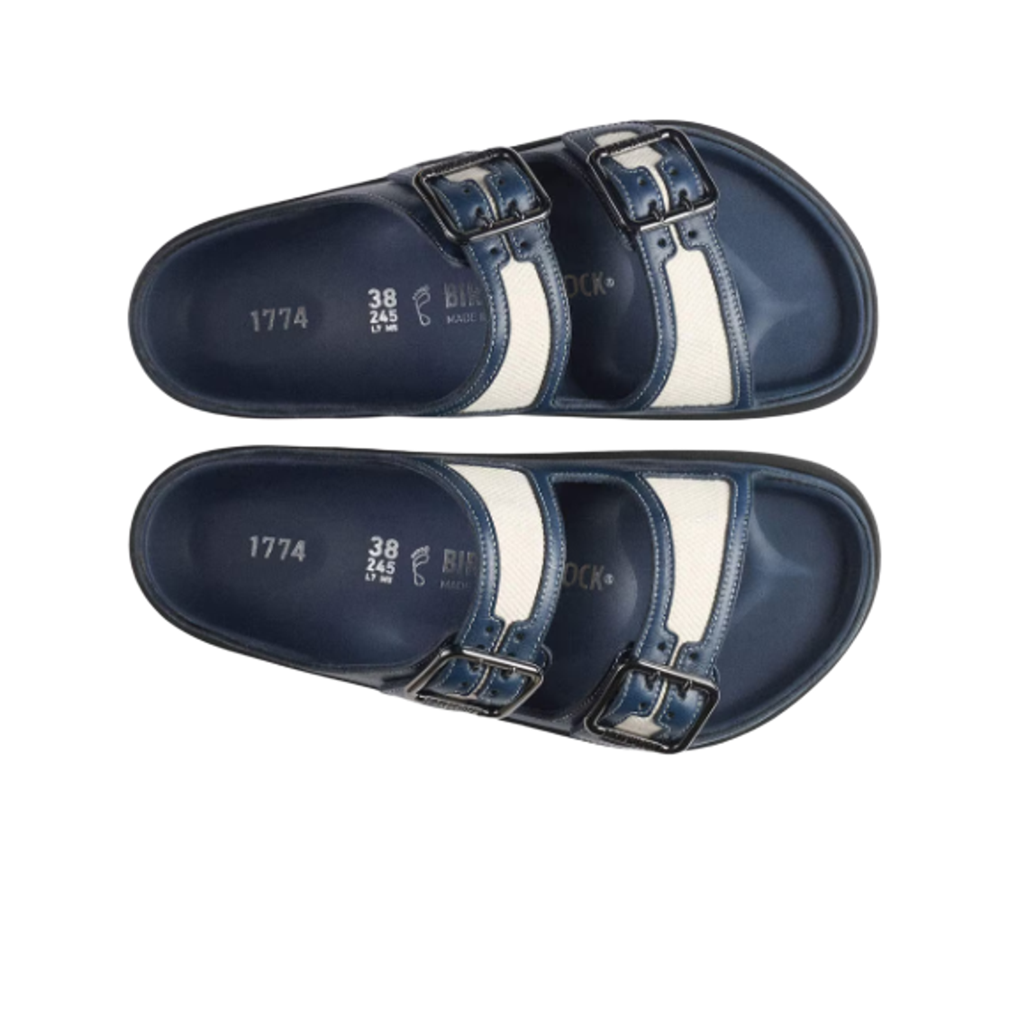 버켄스탁 1774 아리조나 믹스 머터리얼 미드나잇 네이비 캔버스 - 내로우(Birkenstock 1774 Arizona Mixed Material Midnight Navy Canvas - Narrow) - 2