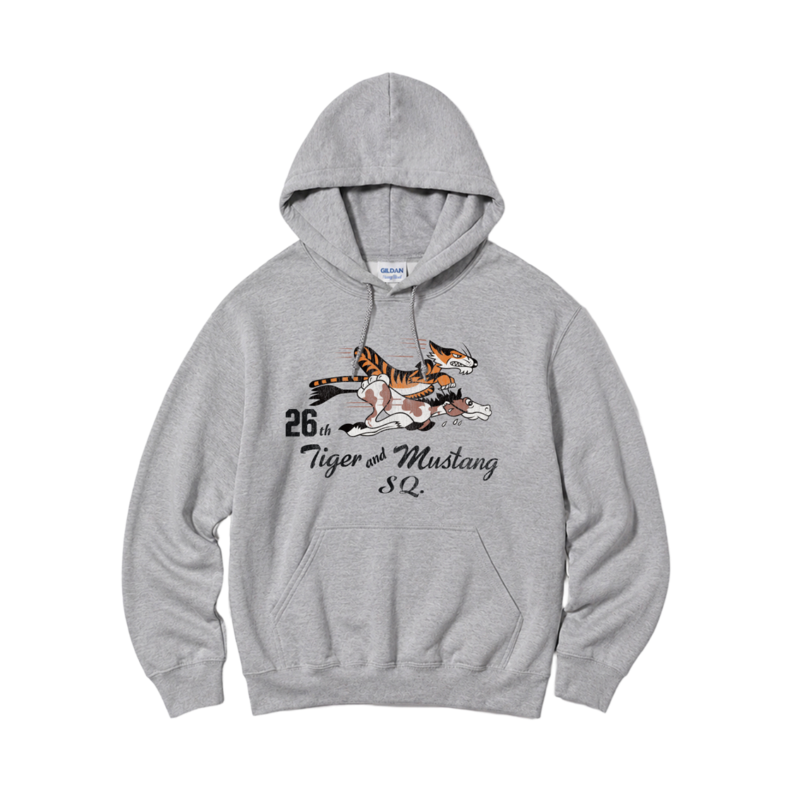 88500_copy Gildan x Vintage Collection TIGER MUSTANG Hooded Sweatshirt Gray