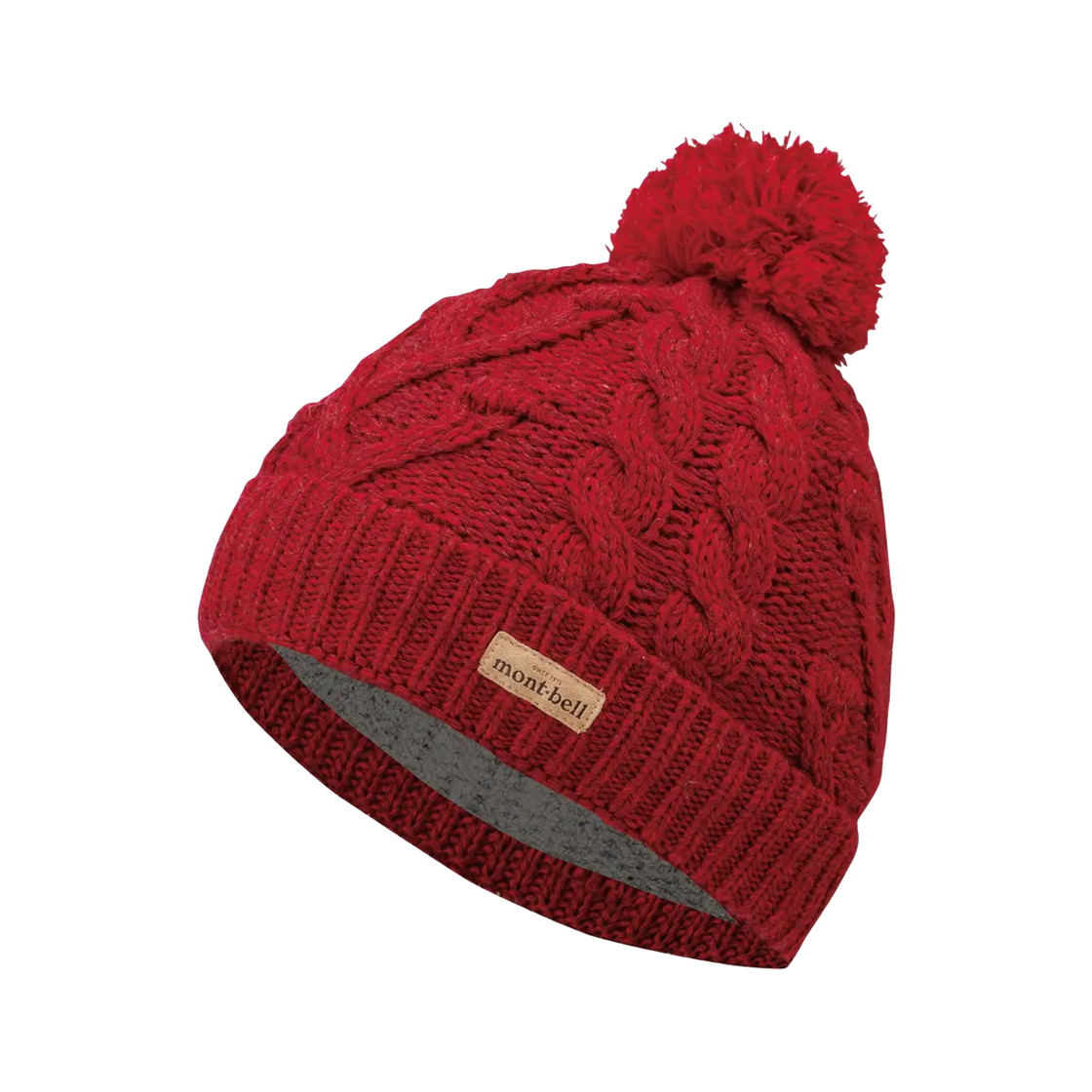 1118582 Montbell Cable Knit Watch Cap #1 Red Brick