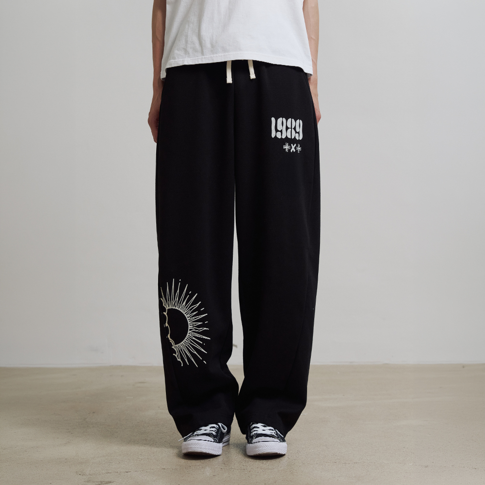 니티드 1989 썬라이즈 커브드 트레이닝 팬츠 블랙(Knitted 1989 Sunrise Curved Training Pants Black) - 2