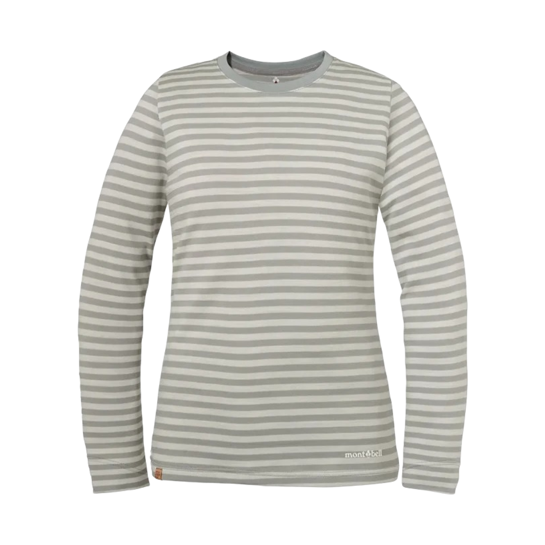 1114442 (W) Montbell Merino Wool Plus Striped Long Sleeve T-Shirt Light Gray