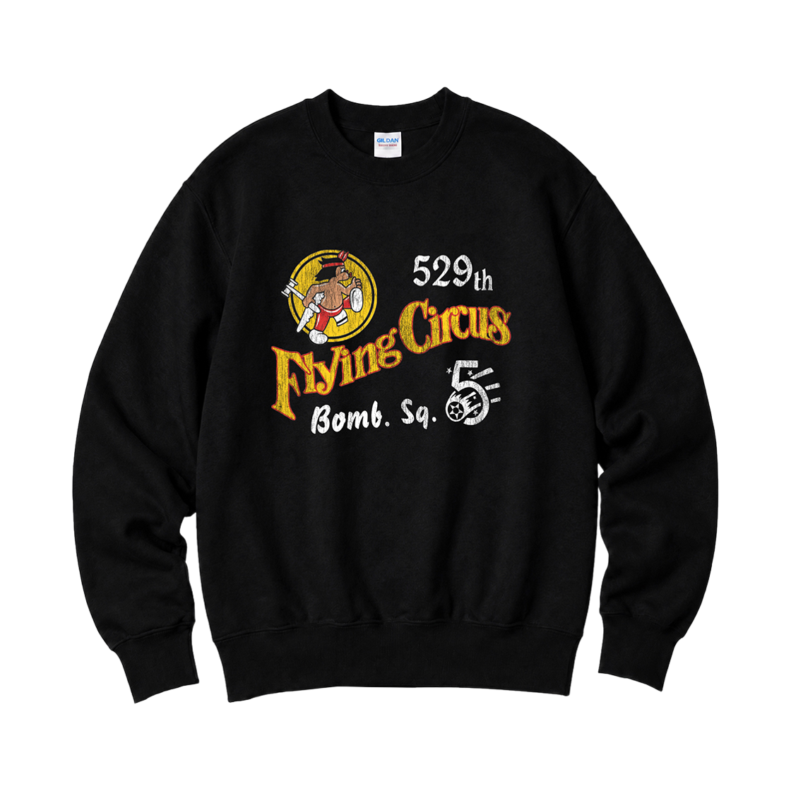 88000_copy Gildan x Vintage Collection FLYING CIRCUS Crewneck Sweat shirt Black