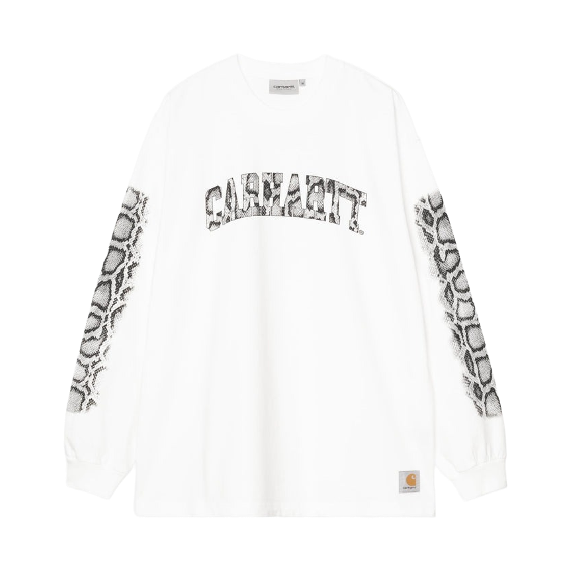I036387-02-60 Carhartt WIP Long Sleeve Camo Snake T-Shirt White Heavy Stone Wash