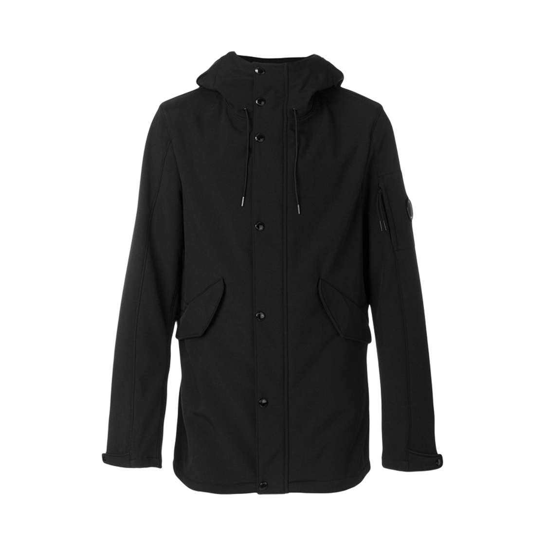 03CMOW029A 999 [25% 쿠폰] C.P. Company 11th Anniversary Lens Badge Long Jacket Black - 25FW