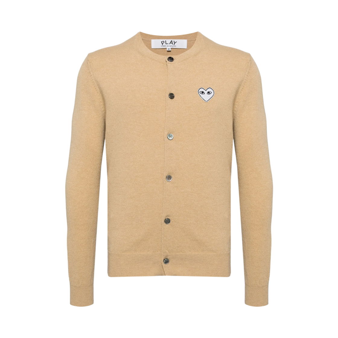 AX-N065-051-2 [25% 쿠폰] Play Comme des Garcon White Heart Knit Cardigan Beige