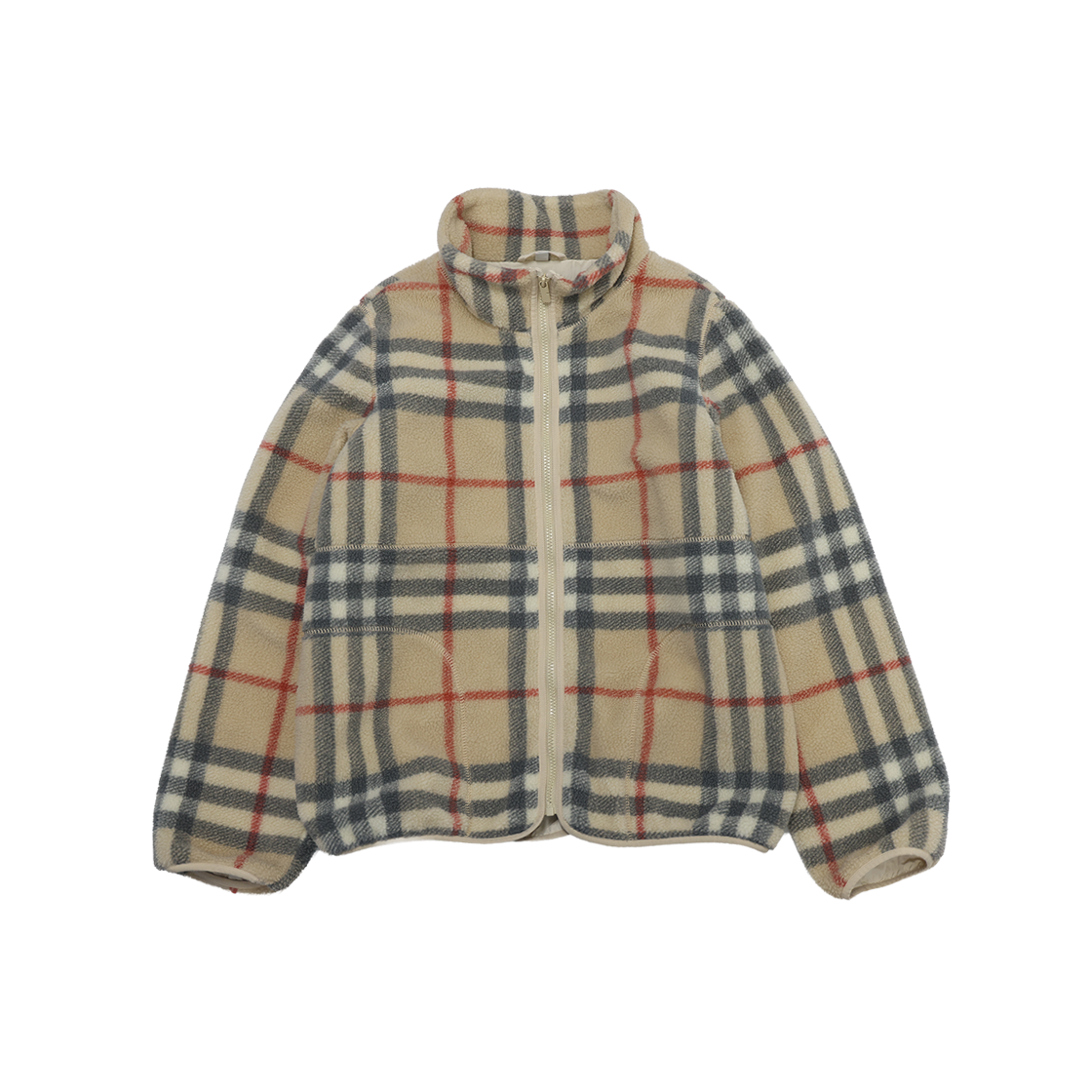 IT545DBUJUQ3 Burberry Vintage Check Fleece Jacket Archive Beige