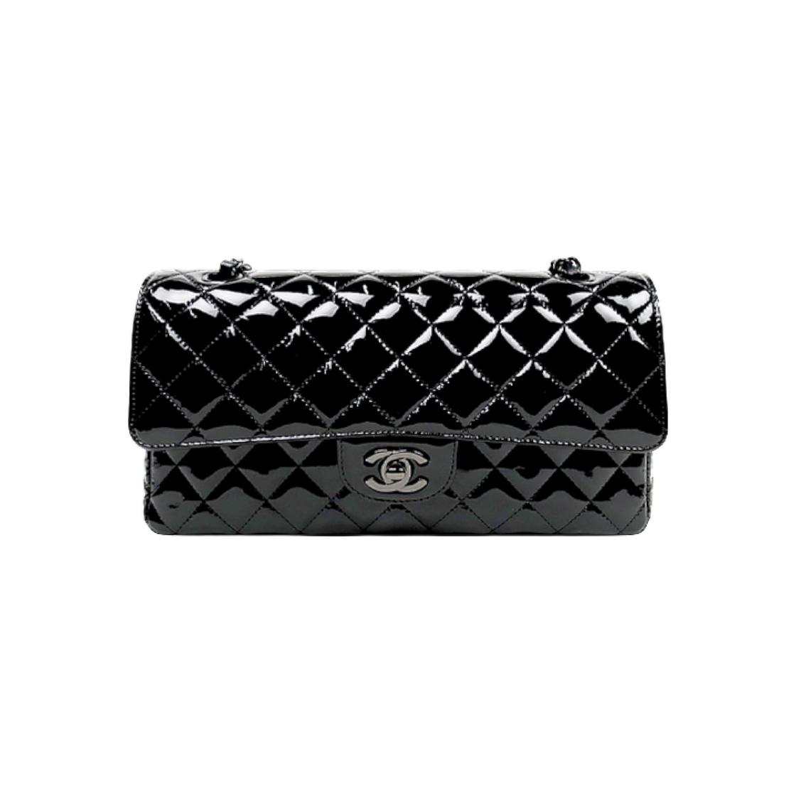 ITEUKQMHDL9U Chanel So Black Medium Patent Classic Double Flap Bag