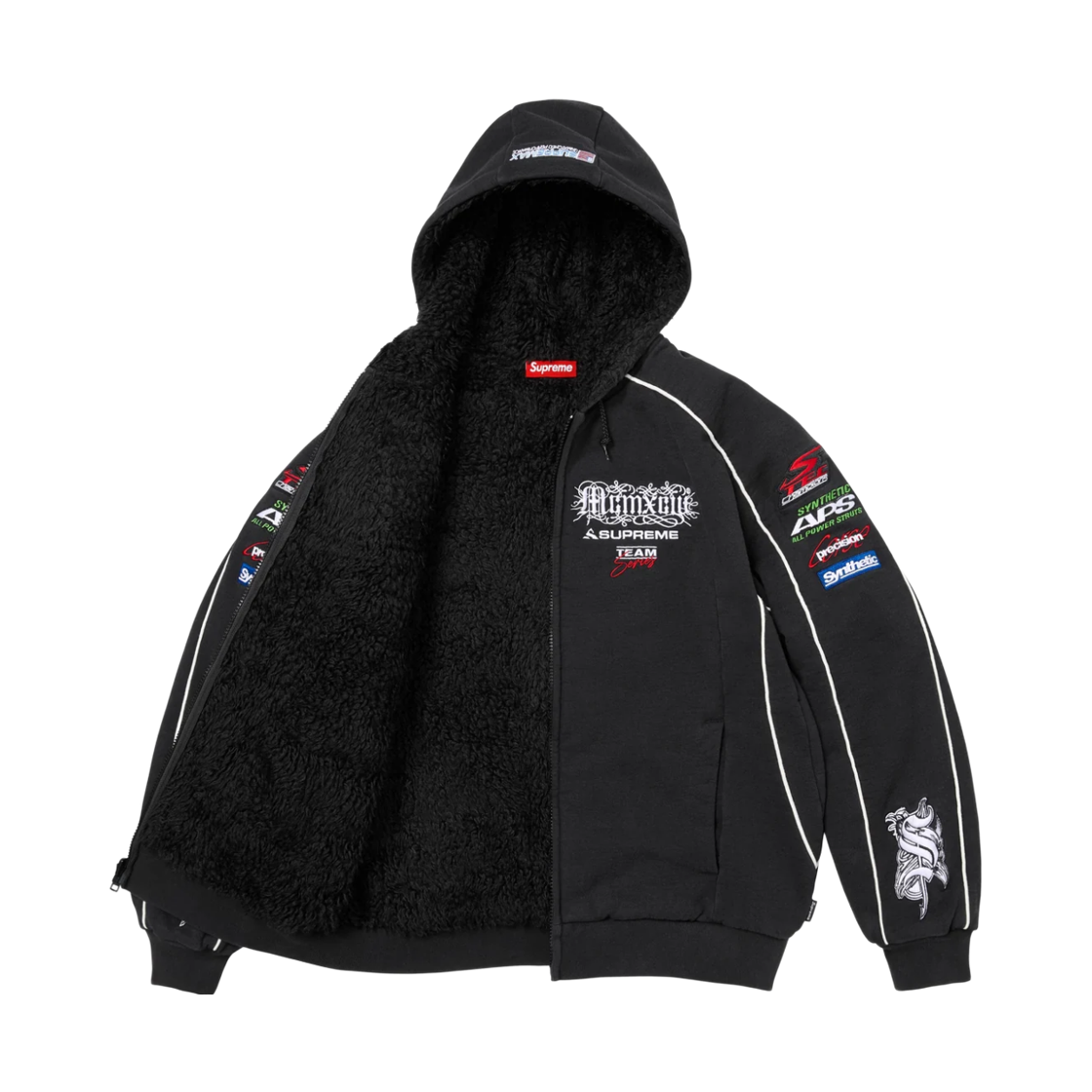 슈프림 레이싱 라인드 집업 후드 스웨트셔츠 블랙 - 26FW(Supreme Racing Lined Zip Up Hooded Sweatshirt Black - 26FW) - 3