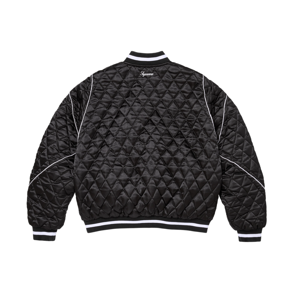 슈프림 x 챔피온 퀼티드 사틴 바시티 자켓 블랙 - 26FW(Supreme x Champion Quilted Satin Varsity Jacket Black - 26FW) - 2