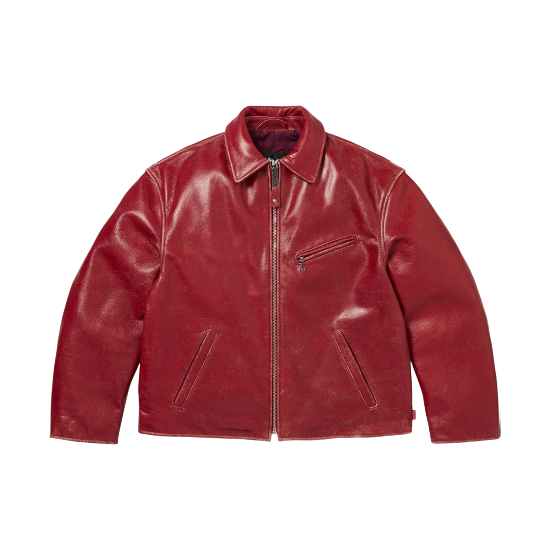 - Supreme x Schott Distressed Leather Jacket Red - 26FW