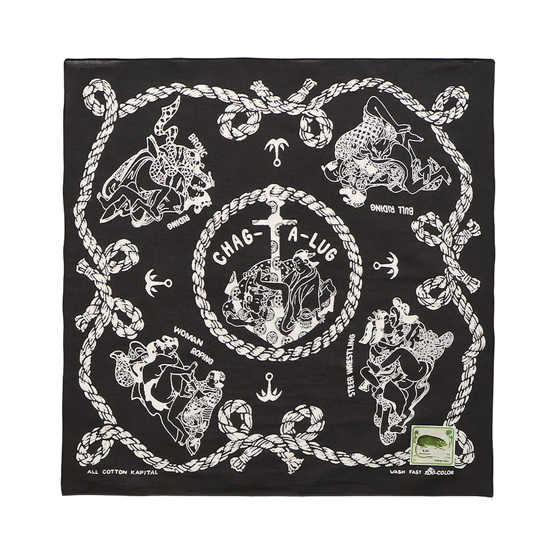 EK-914/ EK-914BA Kapital Fastcolor Selvedge Bandana Sneak Anchor Black