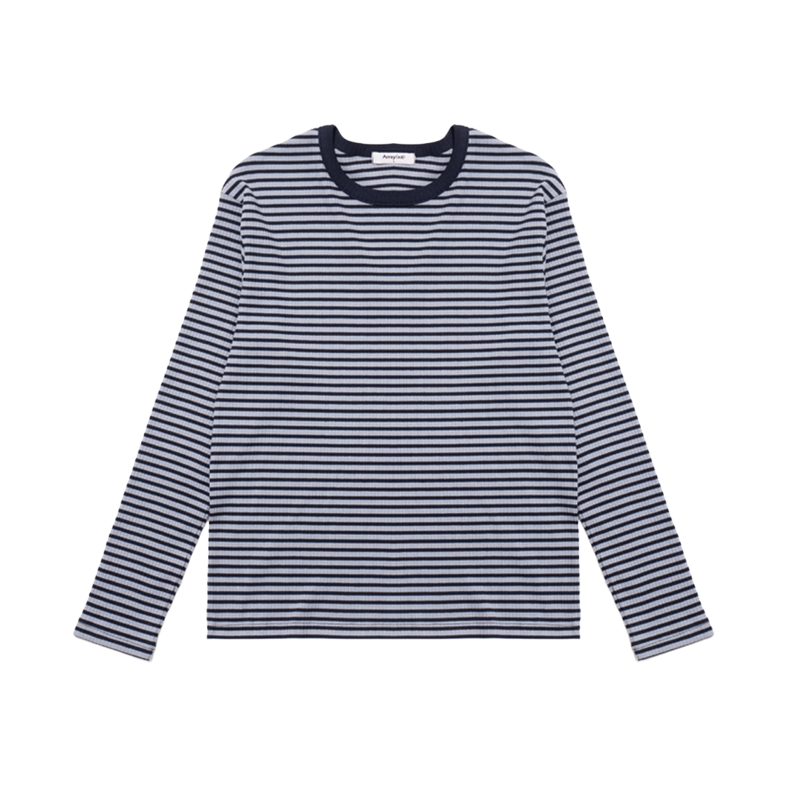 ARTS6301 Arrayed Stripe Cropped Long Sleeve T-Shirt Sky Blue