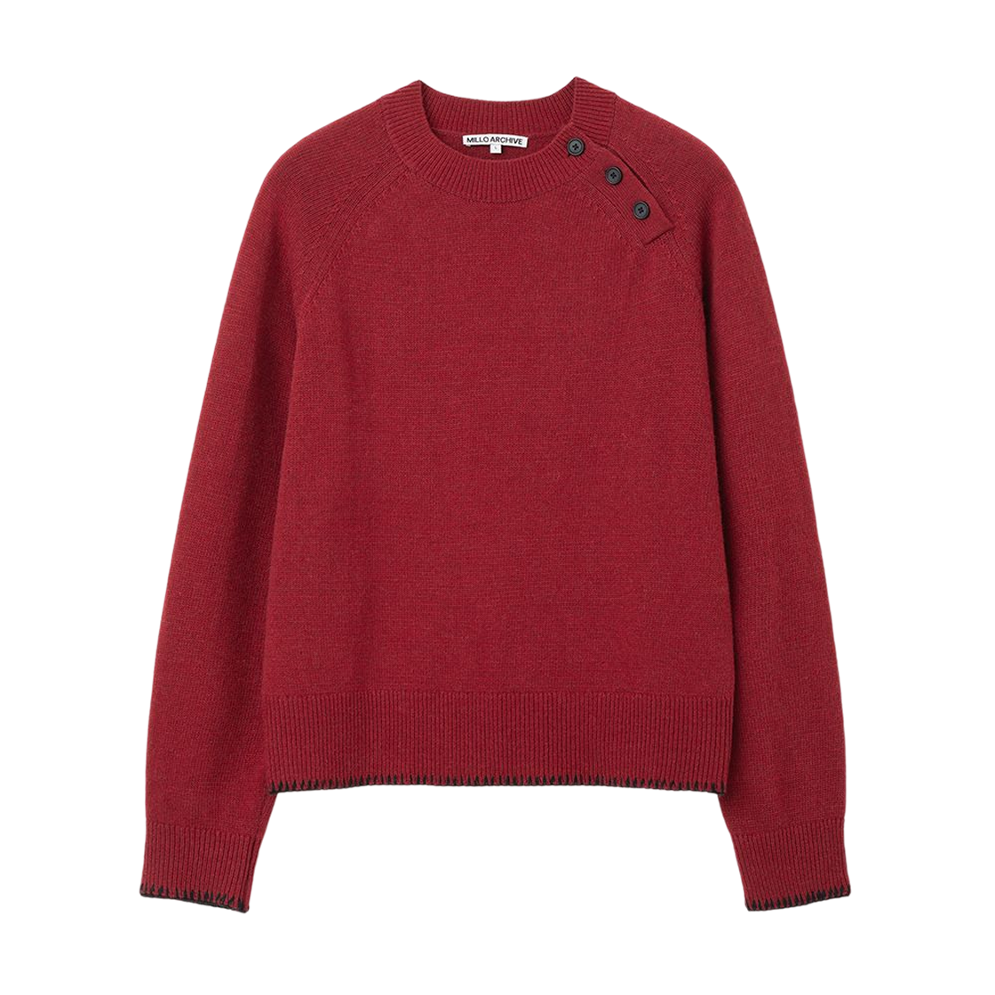 ML586BUR milloarchive Slanted Henley Neck Knit Burgundy