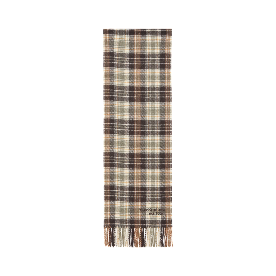CA0438-CGN (W) Acne Studios Cashmere Scarf Dark Brown Khaki Green