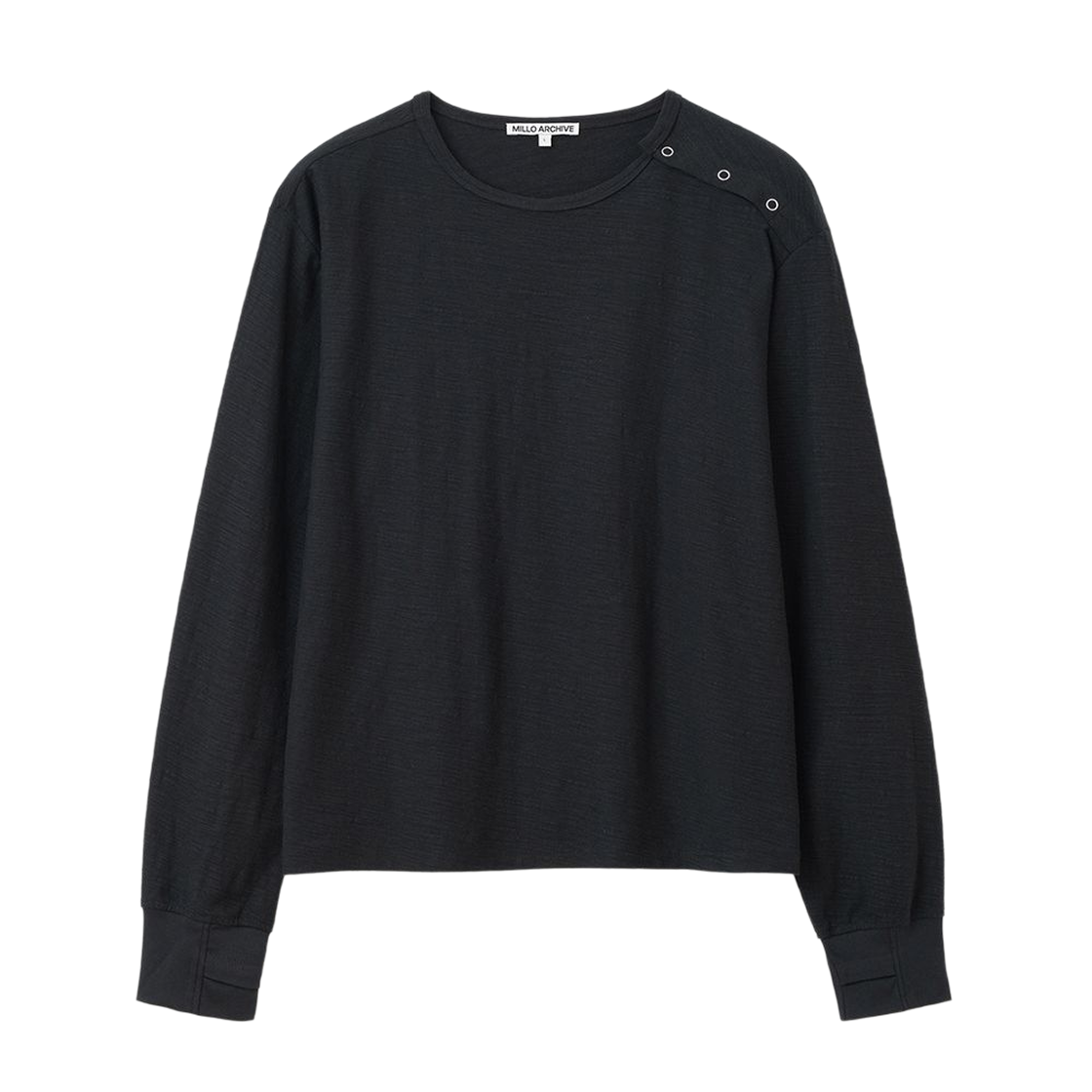 ML919BLK milloarchive Slit Henley Neck Long Sleeve Black