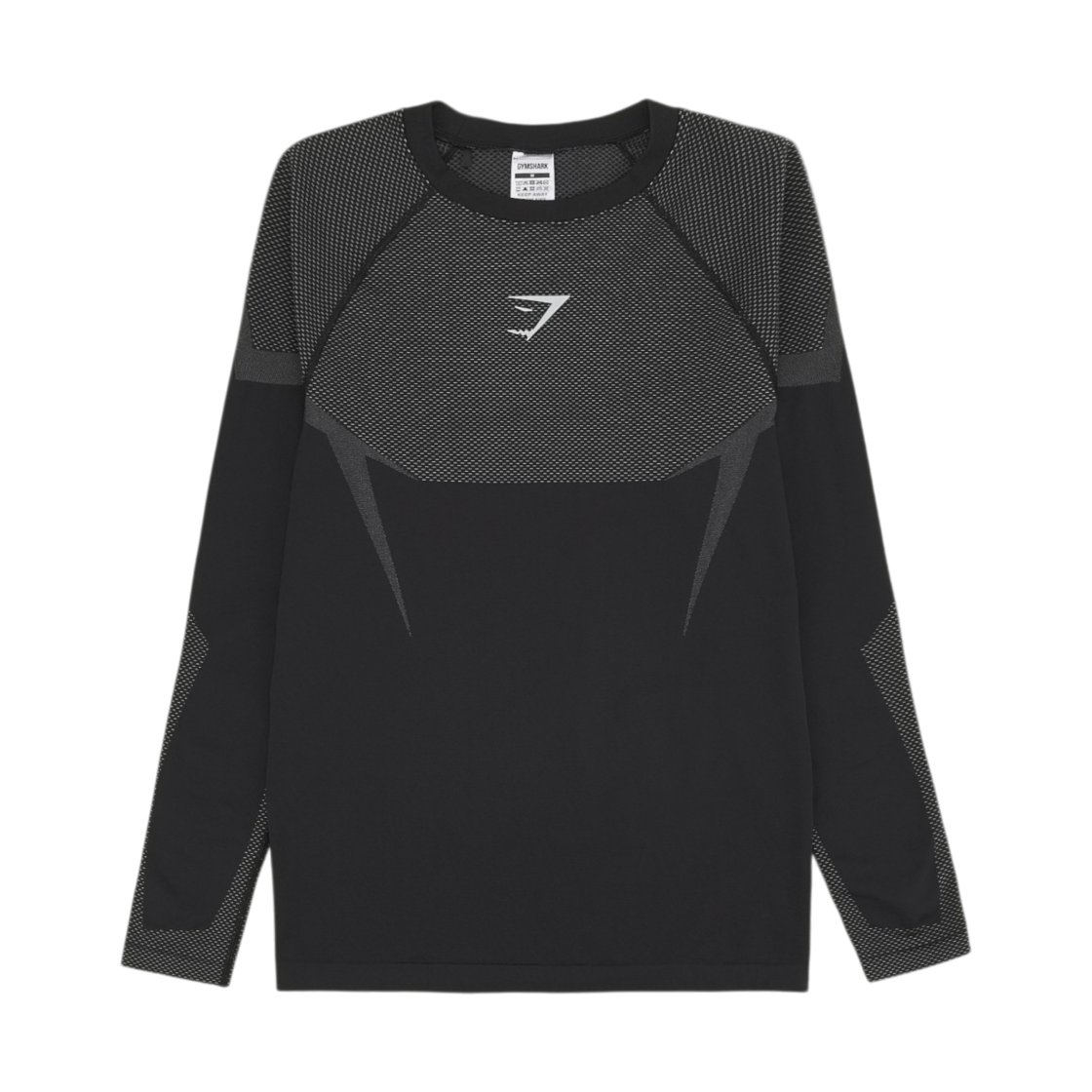 짐샤크 오닉스 5.0 심리스 롱 슬리브 티셔츠 블랙 라이트 그레이(Gymshark Onyx 5.0 Seamless Long Sleeve T-Shirt Black Light Grey)