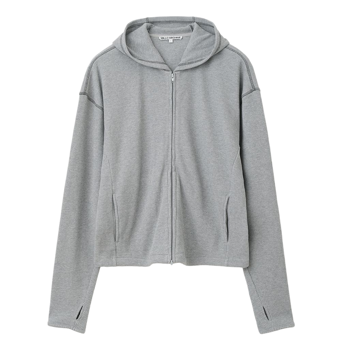 ML902MGR milloarchive Object Stitch Long Sleeve Hood Zip- Up Melange Gray