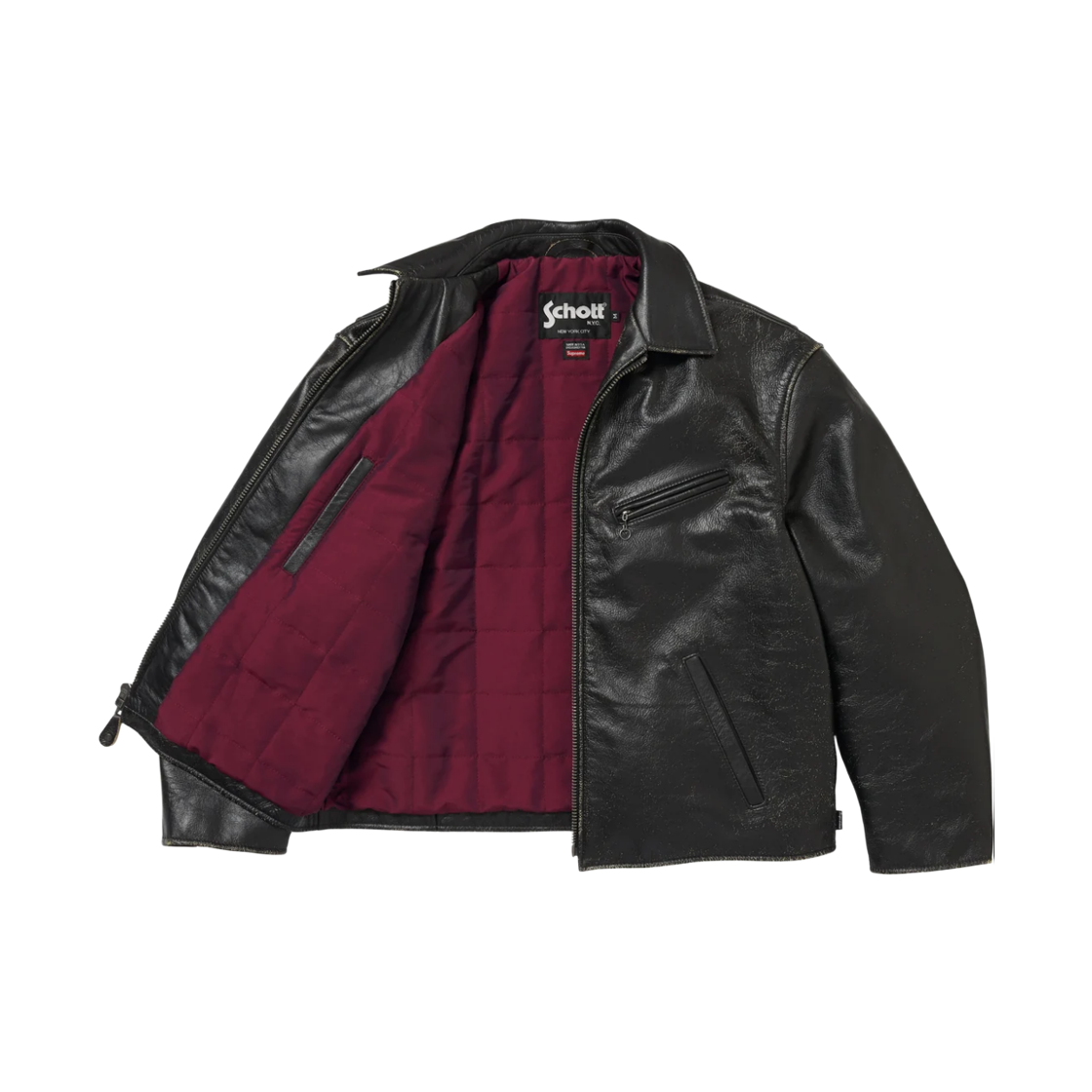슈프림 x 쇼트 디스트레스드 레더 자켓 블랙 - 26FW(Supreme x Schott Distressed Leather Jacket Black - 26FW) - 3