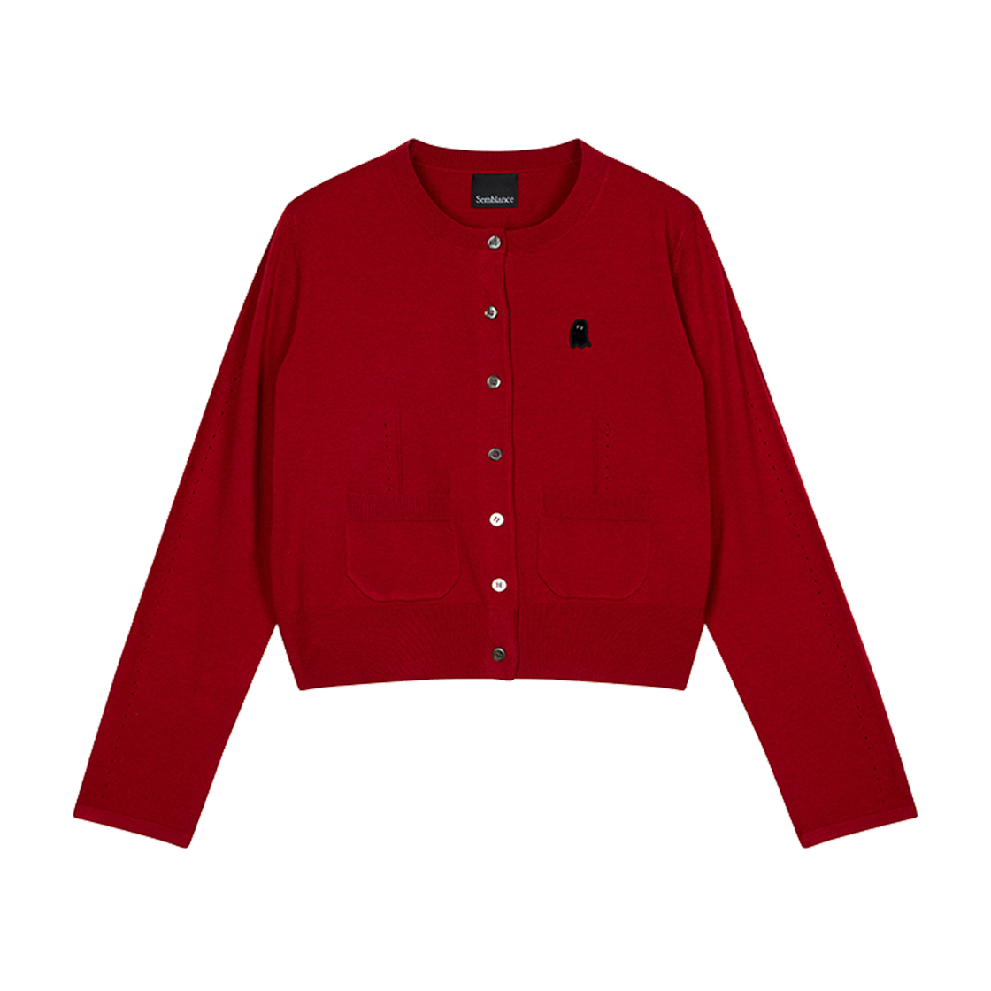 지오송지오 셈블런스 우먼 슬림 카라리스 가디건 레드 ZI4KT804RE(ZIOSONGZIO SEMBLANCE WOMAN SLIM COLLARLESS CARDIGAN RED)
