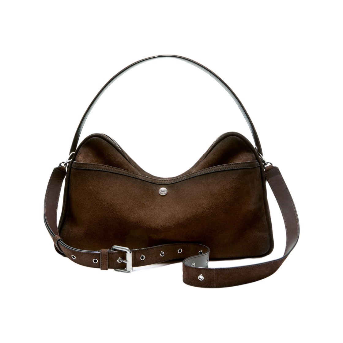 아크네 스튜디오 카메로 카메라 스웨이드 숄더백 다크 브라운(Acne Studios Camero Camera Suede Shoulder Bag Dark Brown) - 2
