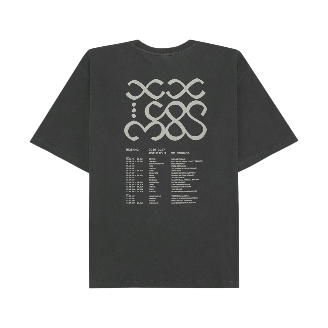 빅뱅 2026-2027 월드 투어 XX : 코스모스 투어 티셔츠 차콜(Bigbang 2026-2027 World Tour XX : Cosmos Tour T-Shirt Charcoal) - 2