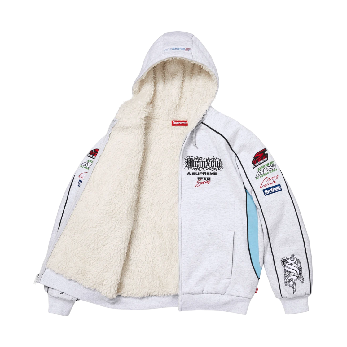 슈프림 레이싱 라인드 집업 후드 스웨트셔츠 애쉬 그레이 - 26FW(Supreme Racing Lined Zip Up Hooded Sweatshirt Ash Grey - 26FW) - 3